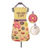 Apron with Hand Towel Donut Worry Be Happy – 100% Cotton by Manual Woodworkers and Weavers - 2 of 3