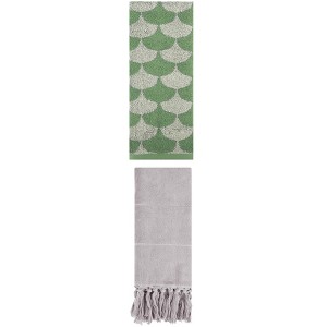 REGALWOVEN 2 Packs Cotton Geometric and Solid Absorbent Soft Hand Towel for Bathroom Kitchen - 1 of 4