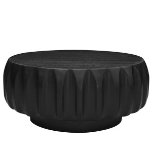 Round Solid Wood Carved Coffee Table with Elegant Sculptural Design - 1 of 1