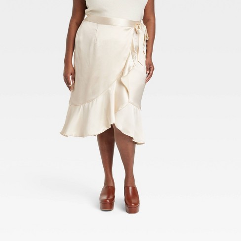 Black History Month Women's House Of Aama Satin Wrap Skirt - Ivory