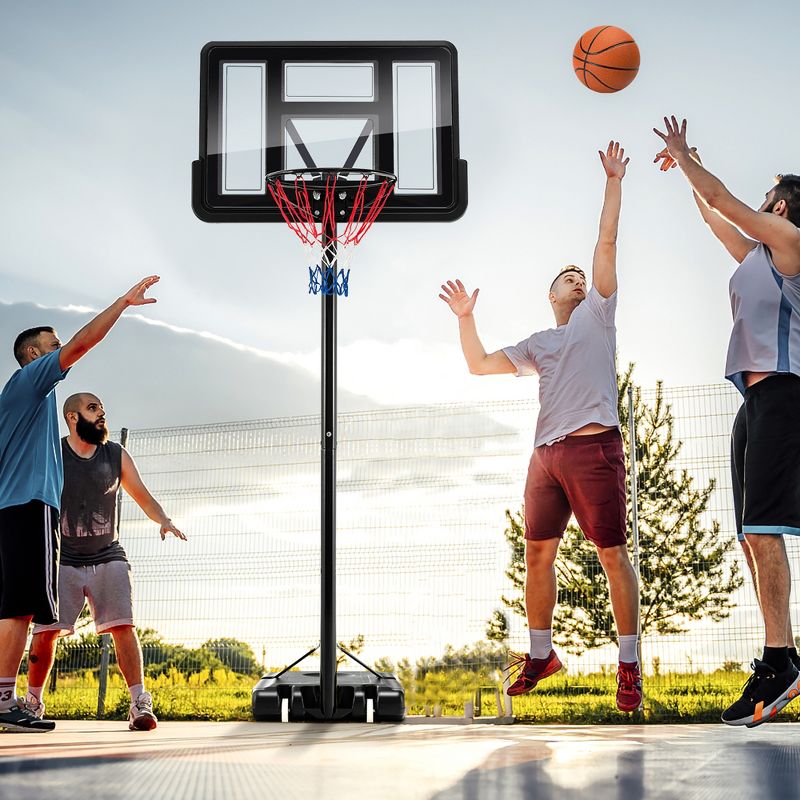 Costway 4.25-10FT Portable Adjustable Basketball Hoop System with 44'' Backboard 2 Nets, 4 of 11