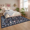 Large Rug for Living Room Non-Slip Ultra-Thin Flower Print Dining Room Rug, Non-Shedding Farmhouse Indoor Mat - 2 of 4