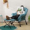 KTMBDW Fabric Lazy Chair with Foldable Ottoman, Accent Comfy Lounge Arm Chair and Folding Footrest Stool Set for Living Room, Bedroom, Dorm, Green - 2 of 4