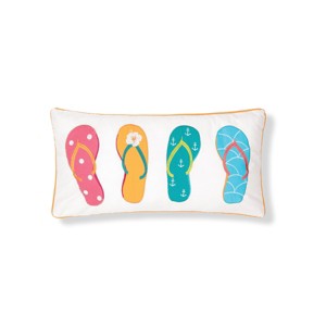 C&F Home 12" x 24" 4 Flip Flops Embroidered Throw Pillow - 1 of 4