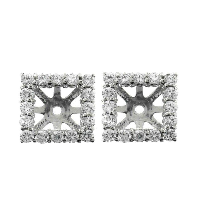Pompeii3 1 1/4ct Princess Cut Diamond Halo Earring Jackets 14K White Gold (up to 6mm), 1 of 4