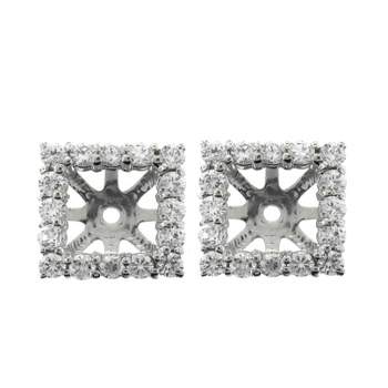 Pompeii3 1 1/4ct Princess Cut Diamond Halo Earring Jackets 14K White Gold (up to 6mm)