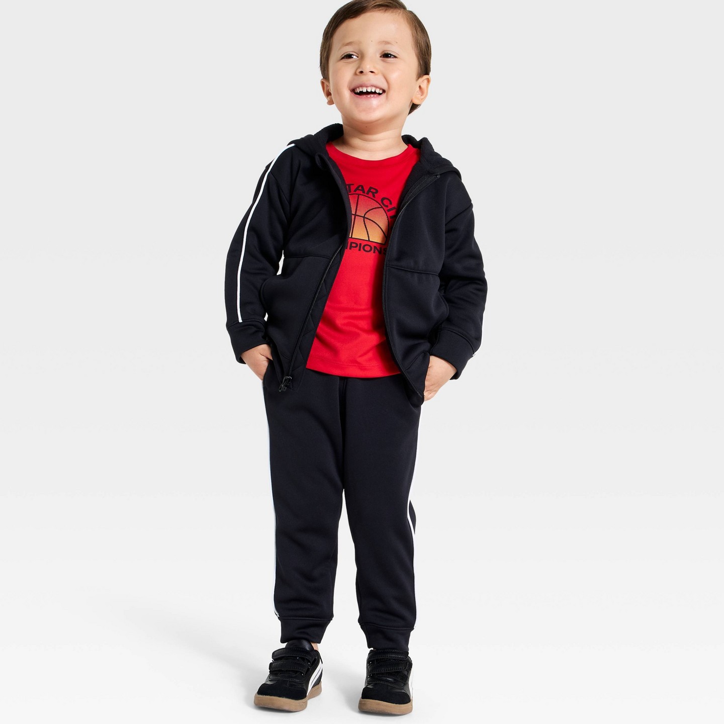 Худи All In Motion Tech Fleece Full Zip для мальчиков-малышей, цвет: Чёрный — фото 2