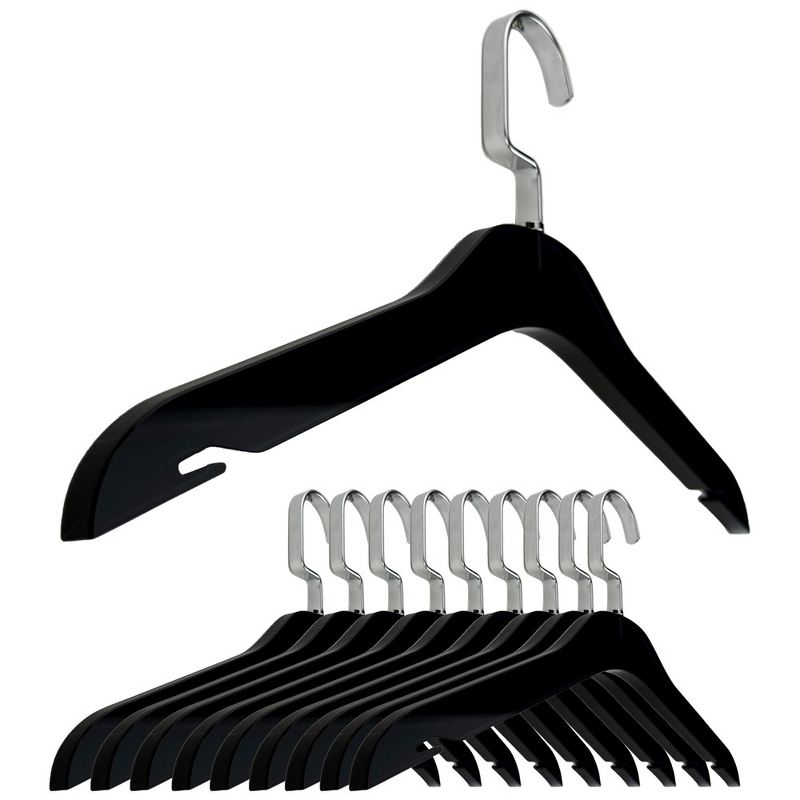 Designstyles Smoke Black Acrylic Clothes Hangers, Luxurious & Heavy-Duty Closet Organizers with Chrome Hooks, Perfect for Suits and Sweaters - 10 Pack, 1 of 9