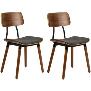 Nordlys Set of 2 Wood and Velvet Dining Chairs Modern Design Style Upholstery Dining Room - 1 of 4