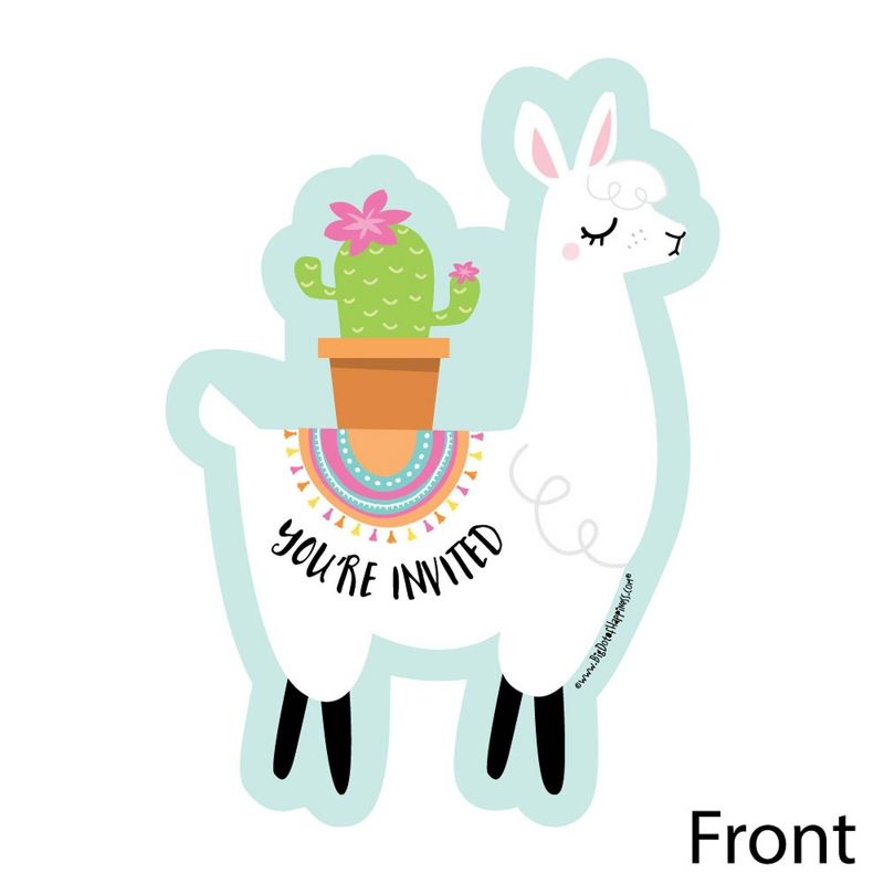 Big Dot of Happiness Whole Llama Fun - Shaped Fill-In Invites - Llama Fiesta Baby Shower or Birthday Party Invite Cards with Envelopes - Set of 12, 2 of 8