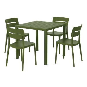 WestinTrends Playa 5-Piece Outdoor Metal Frame Dining Table Patio Set with Stackable Patio Dining Chairs - 1 of 4