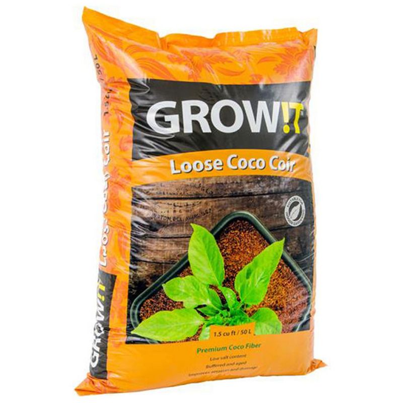Hydrofarm GROW!T Coco Coconut Fiber Garden Soilless Growing Medium Soil Alternative, Conditioner, and Base, 1.5 Cubic Foot Spread, 24 Pound Bag, 1 of 2