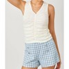 Women's Floral Ruched Tank Top - mystree - 3 of 4