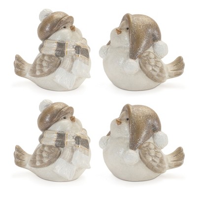 Melrose Glittered Winter Bird (Set of 4)
