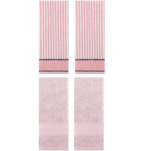 REGALWOVEN 4 Pcs Bathroom Decorative Cotton Soft Absorbent Sold Striped Hand Towel - 1 of 4