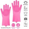 iMountek "Magic Silicone Dishwashing Gloves: Heat Resistant Scrubber for Cleaning, Washing & Pet Care - 1 Pair" Pink - 3 of 4