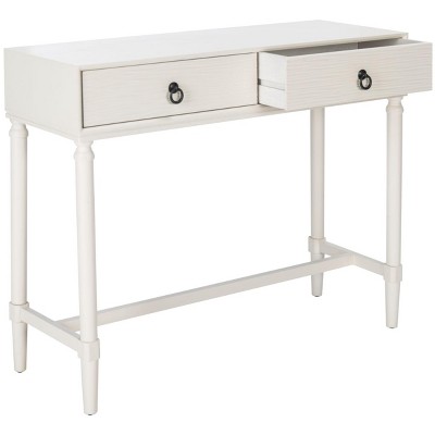 Riviera Elegance White 2-Drawer Carved Console Table with Storage
