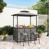 Costway 3 PCS Patio Bar Set with Tempered Glass Bar Table Metal Storage Shelves for Garden Brown/Grey - 2 of 4