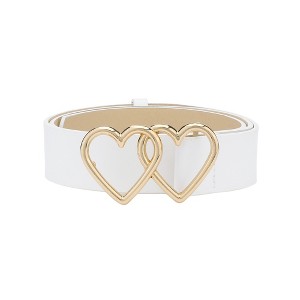 INSPIRE CHIC Women's Double Heart Buckle Fashion Casual Decorative Belts - 1 of 4