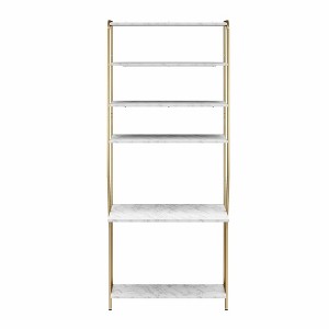 Gwyneth Closet - Vanity, White Faux Marble and Golden Bronze - 1 of 4