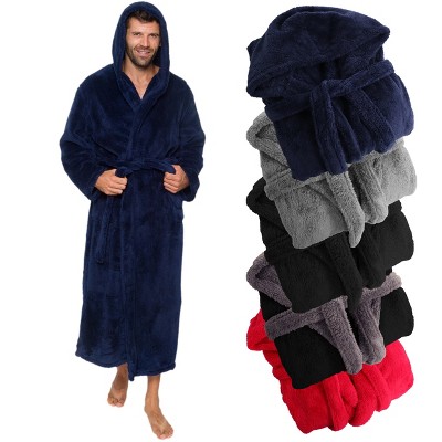 Ross Michaels Men's Big & Tall Robe with Hood, Full Length Long Plush Fleece Bathrobe