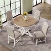 NicBex Round Dining Table Set for 4 Retro Wood Round Extendable Dining Table and 4 Upholstered Chairs for Dining Room - 3 of 4