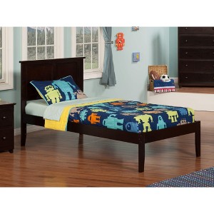 AFI Furnishings Madison Twin Platform Bed with Open Footboard and Turbo Charger in Walnut - 1 of 4