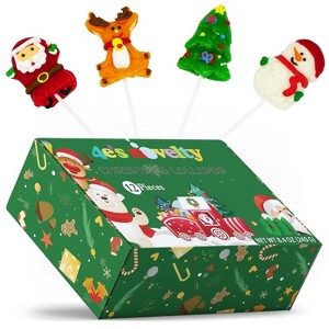 12 Christmas Lollipop Pack – Santa, Snowman, Tree, Reindeer. Individually wrapped candy, perfect stocking stuffer for kids & adults. - 1 of 4