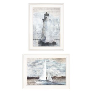 Lighthouse Sailboat 2-Piece Vignette By Bluebird Barn, Ready to Hang Framed Print, White Frame - 1 of 1