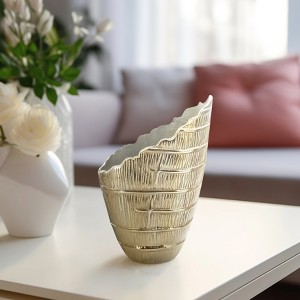 Metal Aluminum Decorative Vase with Textured Design and Contemporary Sculptural Form -  Decorative Accent for Living Room, Bedroom, and Office Decor - 1 of 4