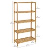 5-Tier Bamboo Shelving Unit, 51.2" Tall Storage Shelf with 5 Adjustable Shelves, Multi-Purpose Rack for Bathroom, Kitchen, Living Room, Light Bamboo - 3 of 4