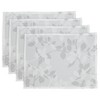 Saro Lifestyle Sheer Elegance Burnout Voile Vine Design Placemat (Set of 4), White, 13"x19" - 3 of 4