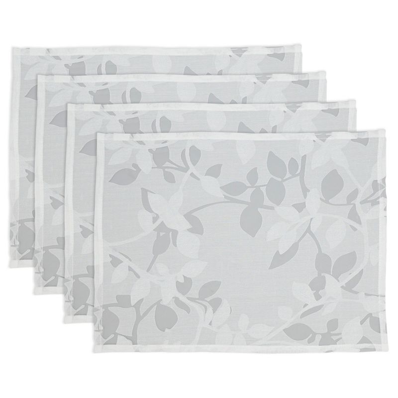 Saro Lifestyle Sheer Elegance Burnout Voile Vine Design Placemat (Set of 4), White, 13"x19", 3 of 5