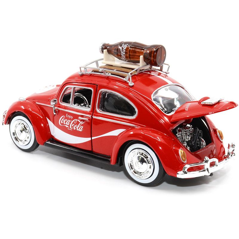 1966 Volkswagen Beetle Red "Enjoy Coca-Cola" with Roof Rack and Accessories 1/24 Diecast Model Car by Motor City Classics, 3 of 7