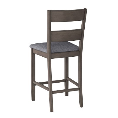Set of 2 Gray Upholstered Wood Counter Height Side Chairs