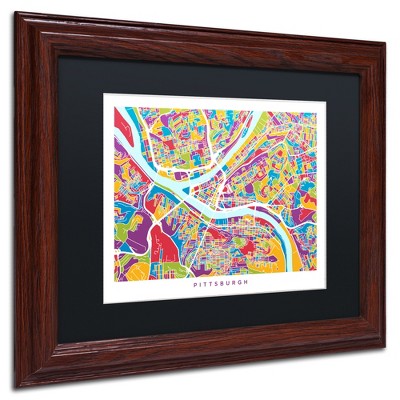 Trademark Fine Art -Michael Tompsett 'Pittsburgh Street Map' Matted Framed Art