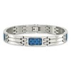 Black Bow Jewelry Men's 10mm Stainless Steel & Blue Carbon Fiber Link Bracelet, 8.5 Inch - 3 of 4