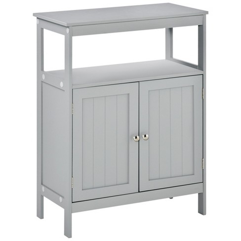 Kleankin Freestanding Modern Bathroom Storage Cabinet, With Doors And Open  Shelf, Bathroom Organizer Furniture, Gray : Target