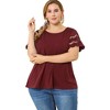 Agnes Orinda Women's Plus Size Round Neck Hollow Lace Panel Short Sleeve Casual Summer Blouses - 2 of 4