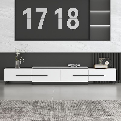 FUFU&GAGA Modern Style White Expandable TV Stand Entertainment Center Media Console - 4 Drawer Storage