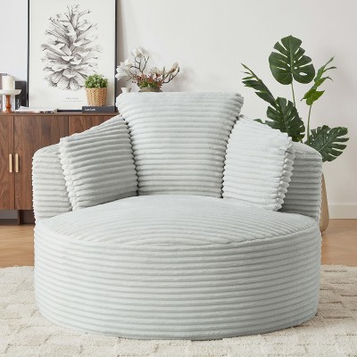 Dolonm 48.8 in. Compressible Corduroy Round Chair, Plush Modern Seating for Living Room & Office