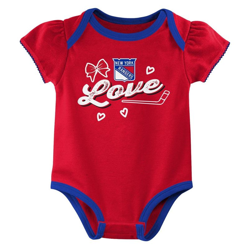 NHL New York Rangers Infant Girls&#39; 3pk Bodysuit, 3 of 5