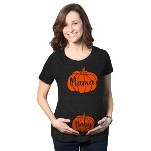 Maternity Mama And Baby Pumpkin Tshirt Cute Family Halloween Pregnancy Tee - Crazy Dog Maternity T Shirt - 1 of 4