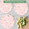 Hachikiko Pink Daisy Party Plates, Summer Daisy Paper Plates Disposable Daisy Dinner Dessert Plates for Girls Birthday Spring Daisy Party Decorations - 3 of 4