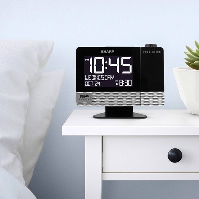 Projection with Usb Charge Table Clock Black - Sharp_2