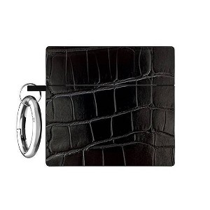 FLAUNT SQUARE AirPods 4 Case - Black Crocodile Faux Leather - 1 of 4