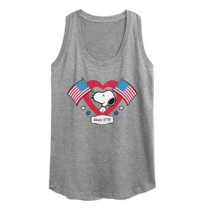 Women's - Peanuts - Snoopy Since 1776 Flag Heart Graphic Racerback Tank - 1 of 4