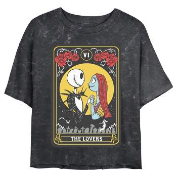Juniors Womens The Nightmare Before Christmas VI The Lovers Tarot Card T-Shirt