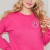Simply Sage Market Women's Graphic Sweatshirt Embroidered Smiley Face Outline - 2 of 3