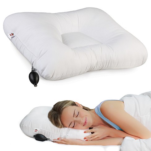 Portable Inflatable Lumbar Support Travel Pillow with Memory Foam Insert -  Perfe